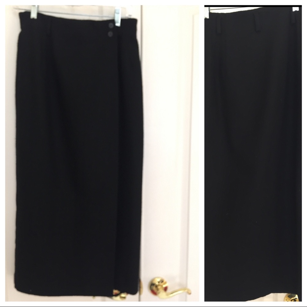 BOUGHT IN JAPAN Black Pure Wool Wrap Skirt